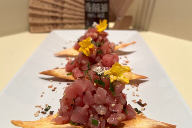 Sesame Tuna Bites with Wonton Crisps Asian Inspirations